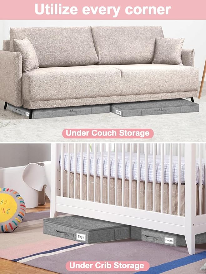 Low Profile Under Bed Storage Containers, Shallow Clothes Storage Organizer Bin - Image 6