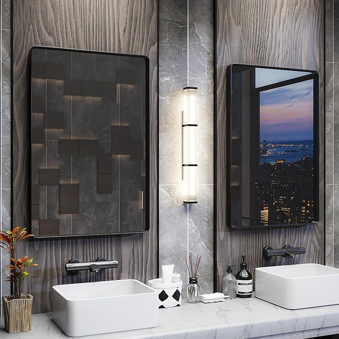 ISKM Wall Framed Mirror for Bathroom 28" x 36" Rectangular Hanging Mirror - Image 6