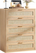 LEYAOYAO Rattan Dresser for Bedroom, Modern 5 Drawers Boho Dressers by LEYAOYAO-Findtheshiningpointofyourideallife%EF%BC%81