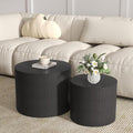 Nesting Coffee Table Set of 2, Round Wood Black Coffee Tables Modern Circle by Furnivado