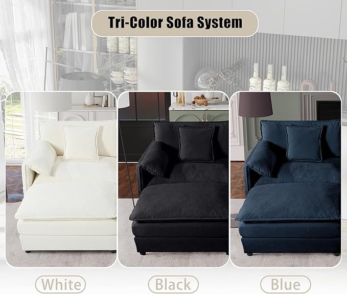 KEIKI Oversized Accent Chair Set of 2, Chenille Modern Comfy Deep Seat Large - Image 7
