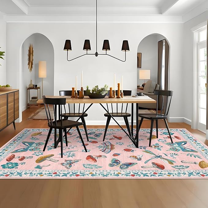 Mushroom Insect 8x10 Area Rugs, Washable Rugs - Image 3