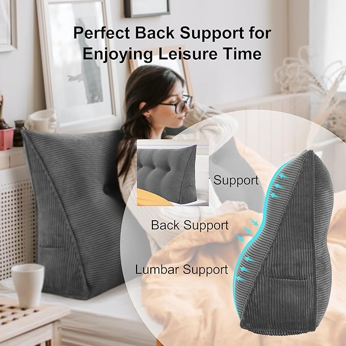 WOWMAX Headboard Wedge Pillow King Triangular Headboard Pillow Bed Wedge Pillow - Image 2