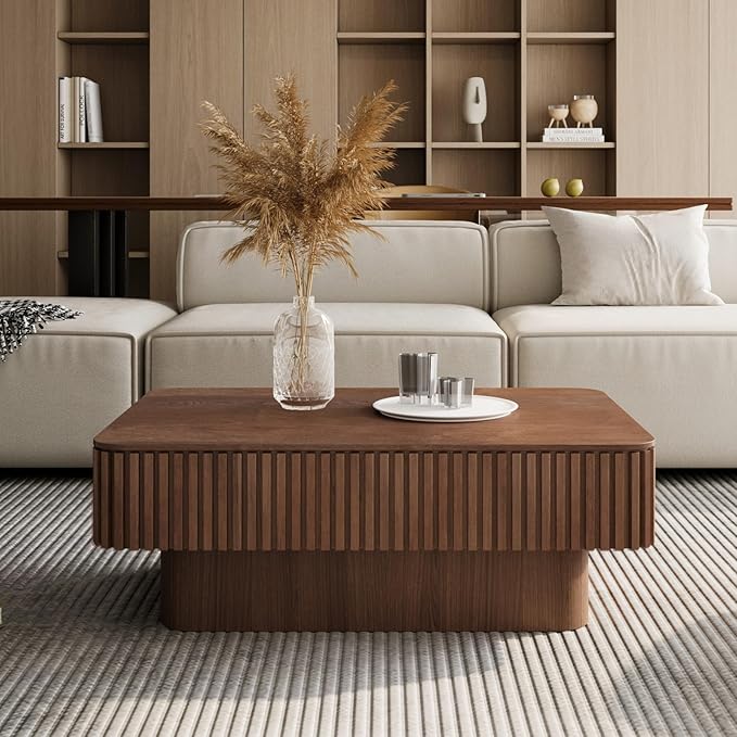 LKTART Lift Top Coffee Table for Living Room, Accent Fluted Coffee Table - Image 3