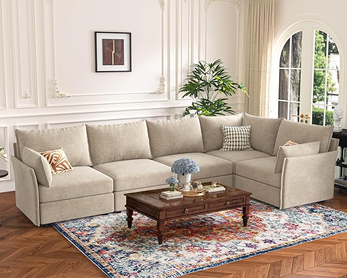 ABCASA 135.5" Oversized Modular Sectional Sofa, L Shaped Convertible Couch by ABCASA
