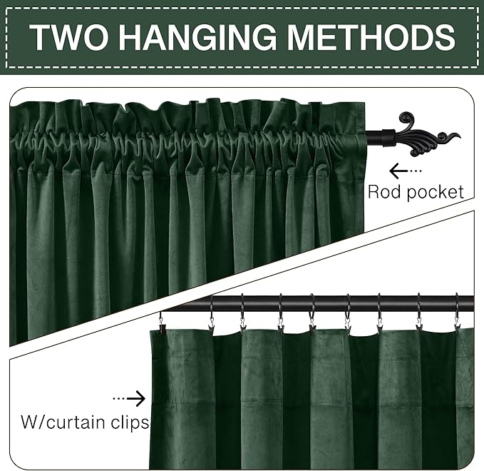 StangH Dark Green Velvet Curtains - Image 3