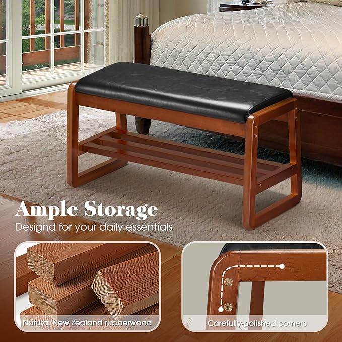 HABUTWAY Solid Wood Shoe Rack, Entryway Shoe Bench - Image 4
