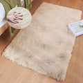 Beige Plush Faux Rabbit Shaggy Fur Rugs by ORINOVA