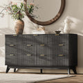 54'' Wide 7 Drawers Dresser for Bedroom, Modern Fluted Vertical Chest by TROJMHome