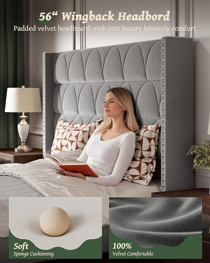 King Size Bed Frame with 56" Headboard - Image 5