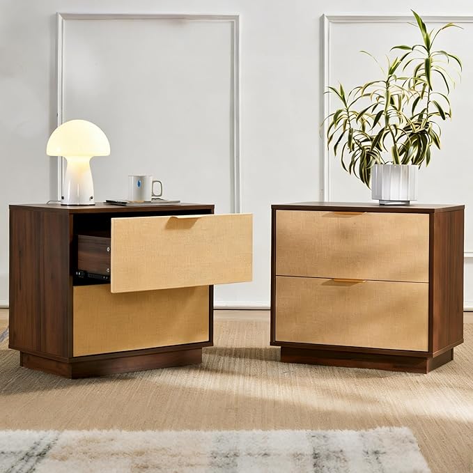 Saint Mossi Rattan Nightstands Set of 2 by SaintMossi