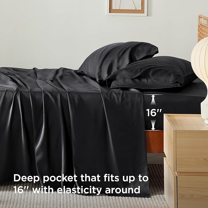 Bedsure Queen Sheets, Rayon Derived from Bamboo, Queen Cooling Sheet Set - Image 4