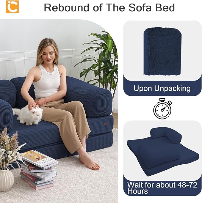COMAX Futon Sofa Bed, 4-in-1 Floor Foldable Sofa Couch Bed Queen - Image 9
