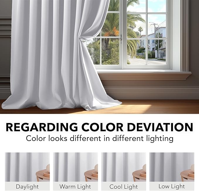 Deconovo Blackout Curtains, Thermal Insulated, W42 x L95 2 Panels, Back Tab - Image 6