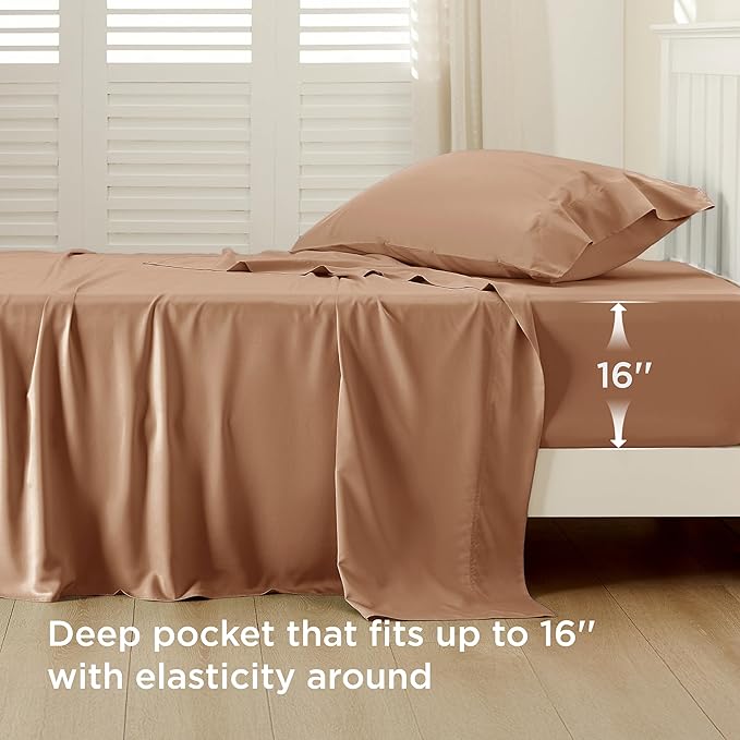 Bedsure Cooling Sheets Twin XL, Rayon Derived from Bamboo, Breathable & Soft - Image 3