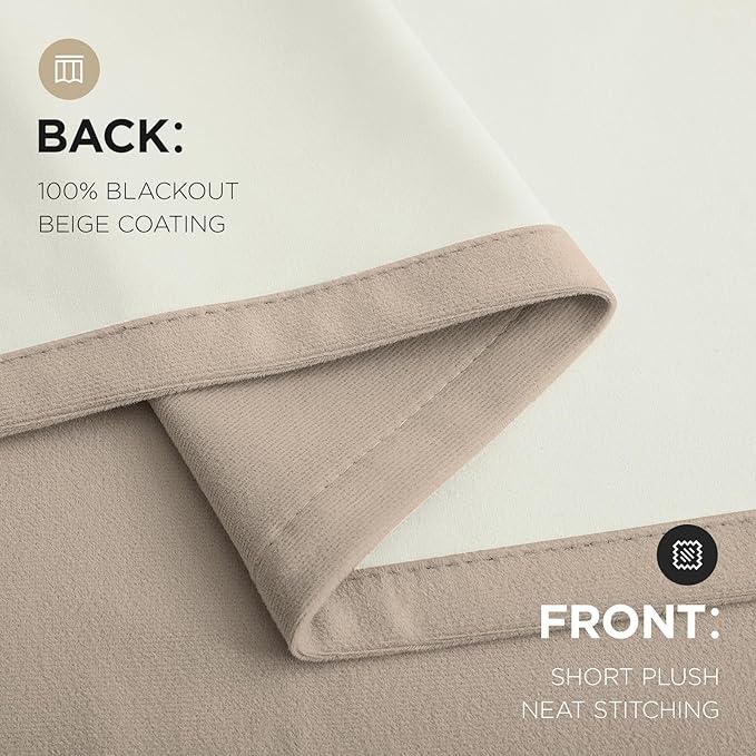 Joydeco Beige 100% Blackout Curtains 72 Inch 2 Panels, Luxury Thermal Beige - Image 8