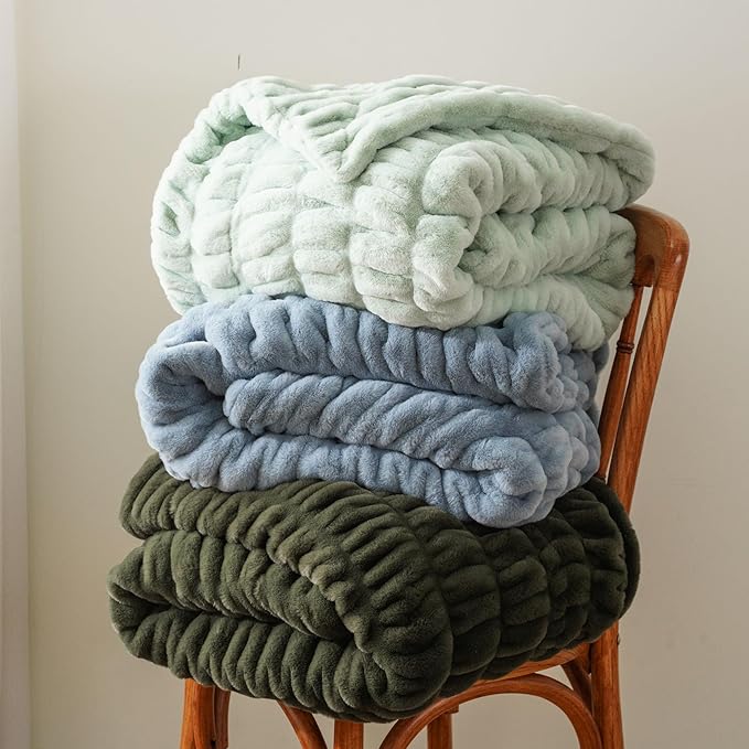 BATTILO HOME Olive Green Faux Fur Throw Blanket - Image 6