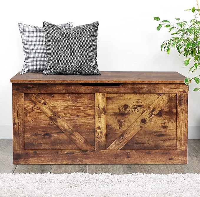 Timberer 39.4" Storage Chest, Wooden Storage Bench, Large Storage Trunk - Image 9