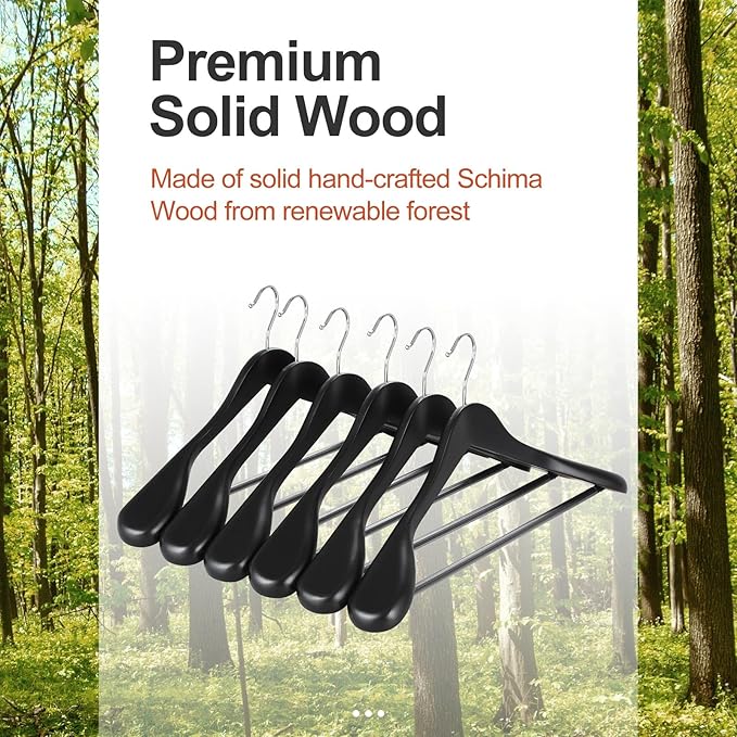 TOPIA HANGER Wide Shoulder Wooden Hangers, Suit Hangers - Image 6