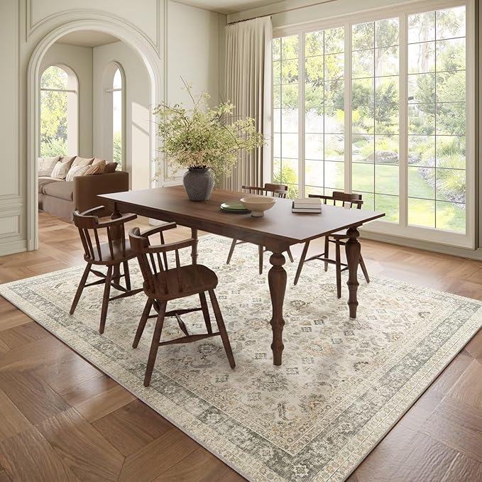 Washable 6x9 Area Rugs for Living Room, Boho Non-Slip Vintage Distress Large - Image 3