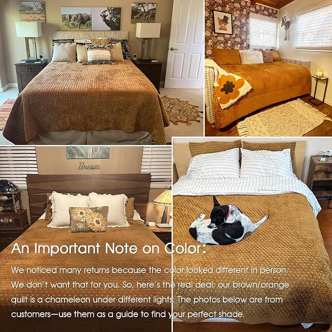 Powdion Velvet Quilt King Size, Bedspread Quilted Bedding Set, Luxurious Soft - Image 5