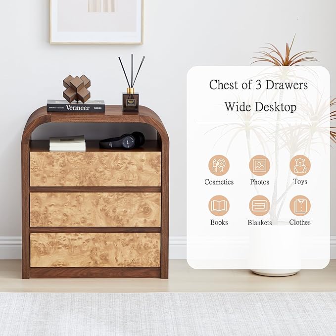 3 Drawer Dresser for Bedroom, Modern Chest of Drawers - Image 8