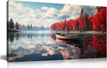 Large Wall Art for Living Room Bedroom Office Red Forest Wall Art Lake by ANCXWOTER