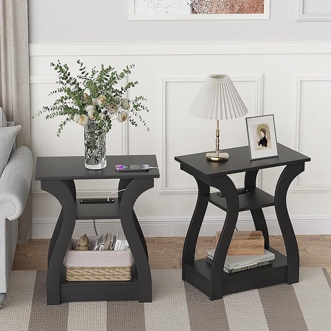 End Table with Charging Station, Side Table with USB Ports and Outlets - Image 7