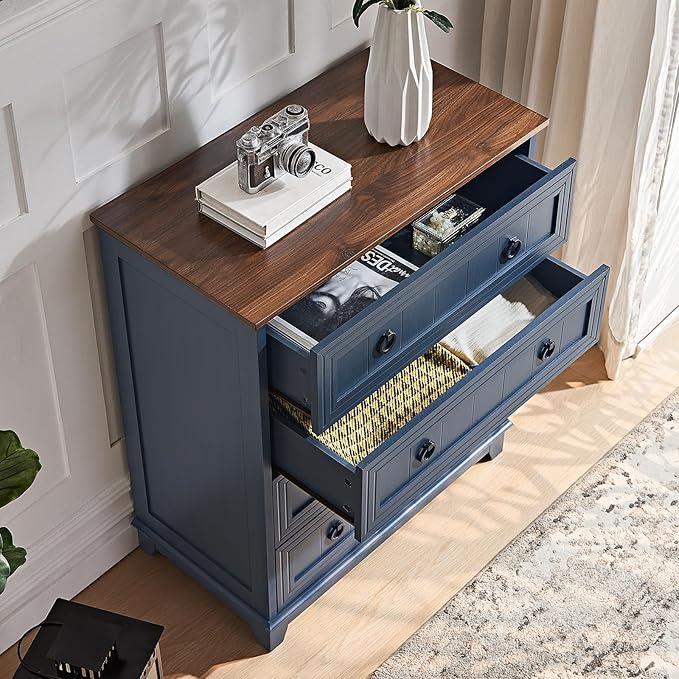 Farmhouse 4 Drawer Dresser for Bedroom, Rustic Wood Dresser - Image 4