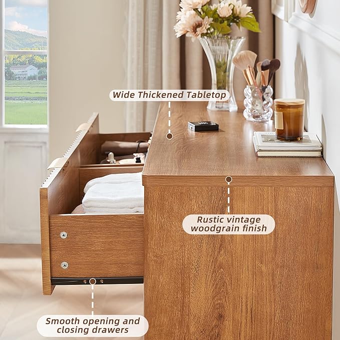 LEYAOYAO Fluted 5 Drawers Dresser Set of 2, Curved Profile Dresser TV Stand - Image 7
