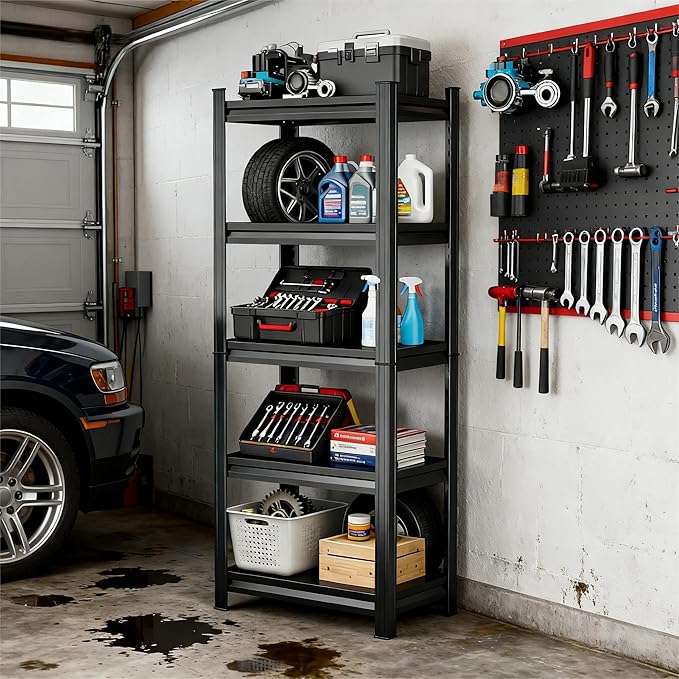 Storage Shelves, Garage Metal Shelving Unit, Adjustable, Double-Layer Column - Image 2
