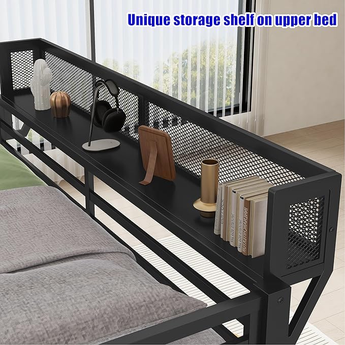 SIGONE Stronger & Safer Heavy Duty Queen Over Queen Size Bunk Bed - Image 7