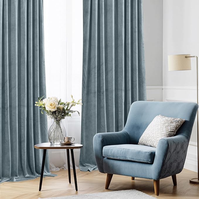StangH Stone Blue Velvet Curtains - Image 7