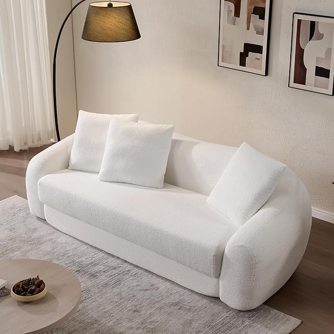 SICOTAS 90.6" Curved Convertible Sofa Couch Bed - Image 7