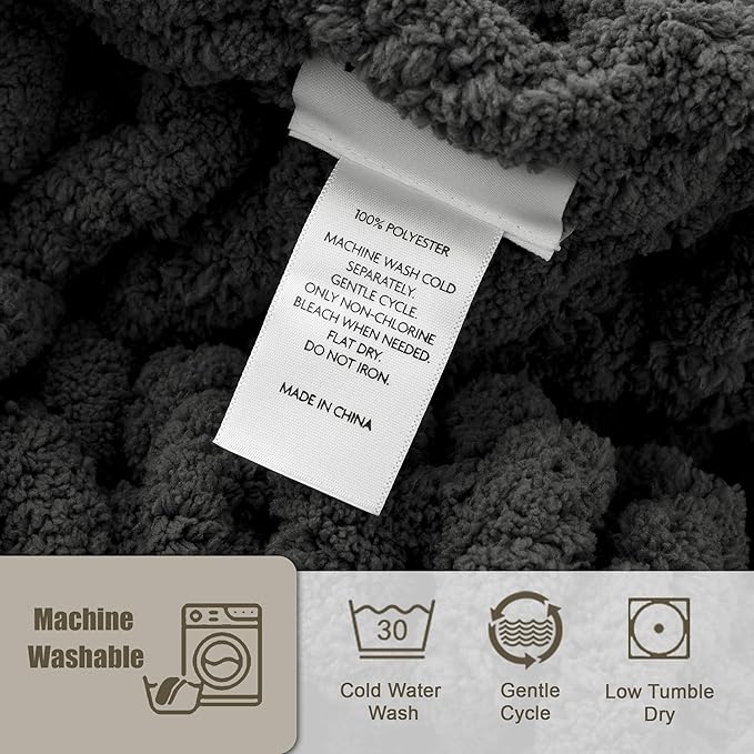 Chunky Knit Throw Blanket 50"X 60", 100% Handmade - Image 5