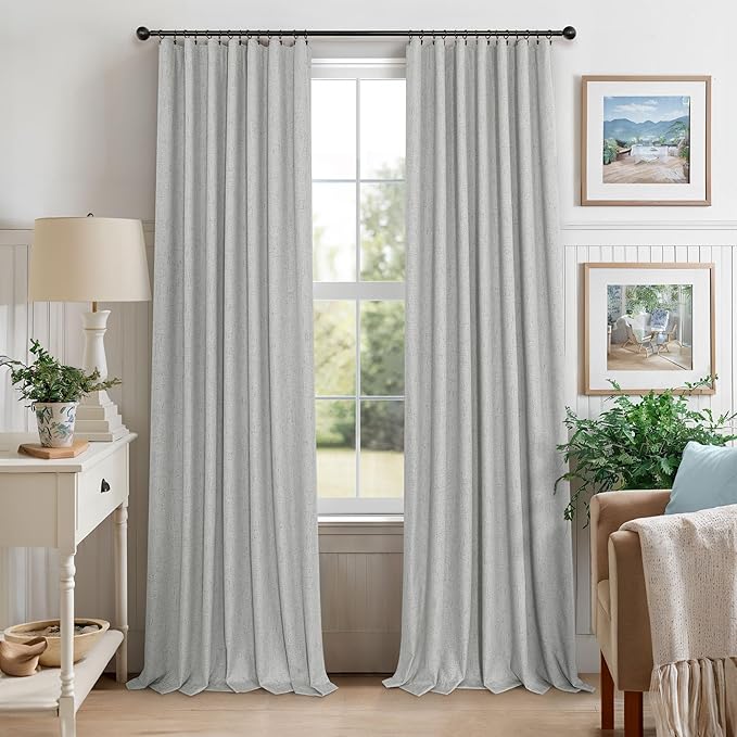 102 Inch Long Curtains Blackout Linen Cotton Textured Black Out Curtains Energy - Image 9
