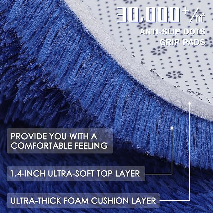 OLANLY 3x5 Machine Washable Small Bedside Rug, Soft Fluffy Shaggy Rugs - Image 8