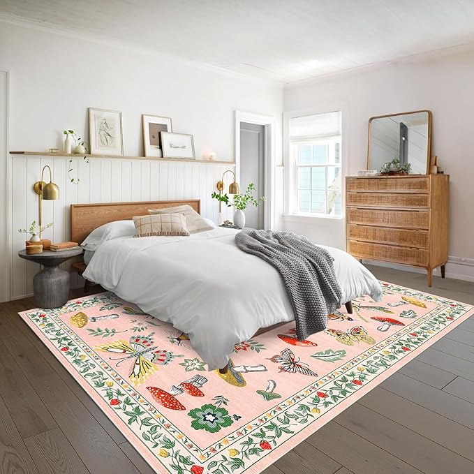 Mushroom Insect Washable Rug 5x7 Area Rugs - Image 3