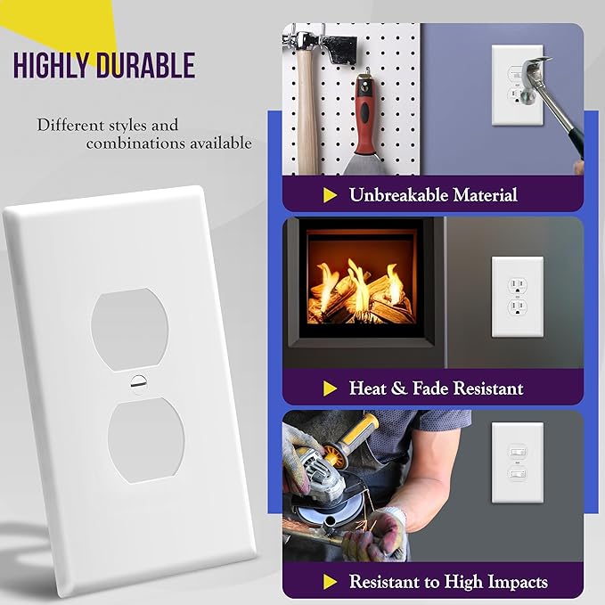 ENERLITES Jumbo Duplex Receptacle Outlet Wall Plate, Large Electrical Outlet - Image 4