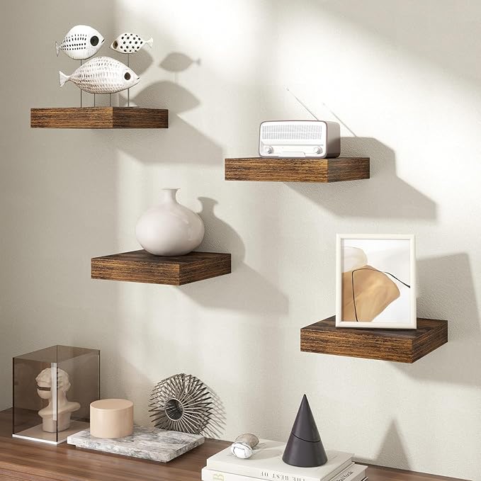 Axeman Square Floating Shelves for Wall, 4 Pack Wall Mounted Floating Shelf - Image 7