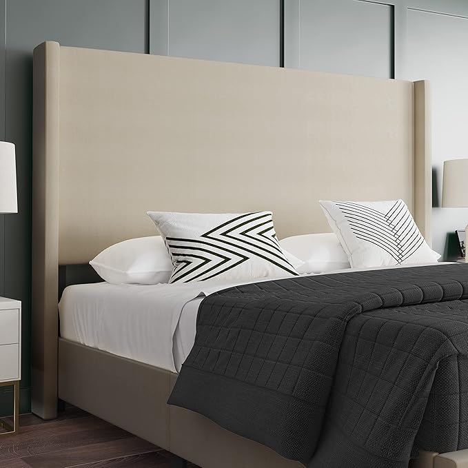 EMMA + OLIVER Nora King Size Faux Linen Upholstered Platform Bed - Image 6
