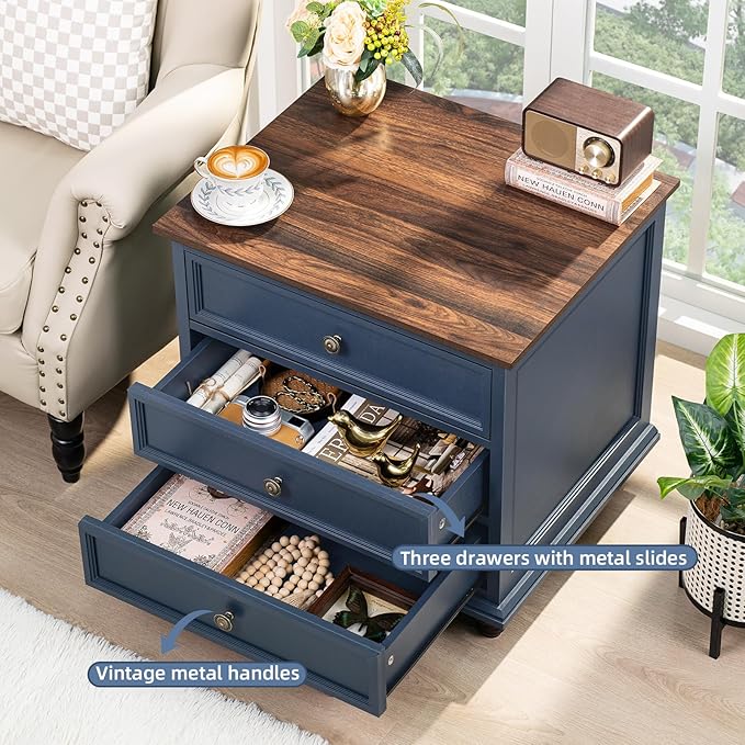 24" Wide Farmhouse Night Stand Set of 2, Large End Table - Image 4