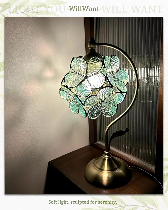 Tiffany Style Flower Table Lamp, Vintage Cherry Blossom Stained Glass Lamp - Image 4
