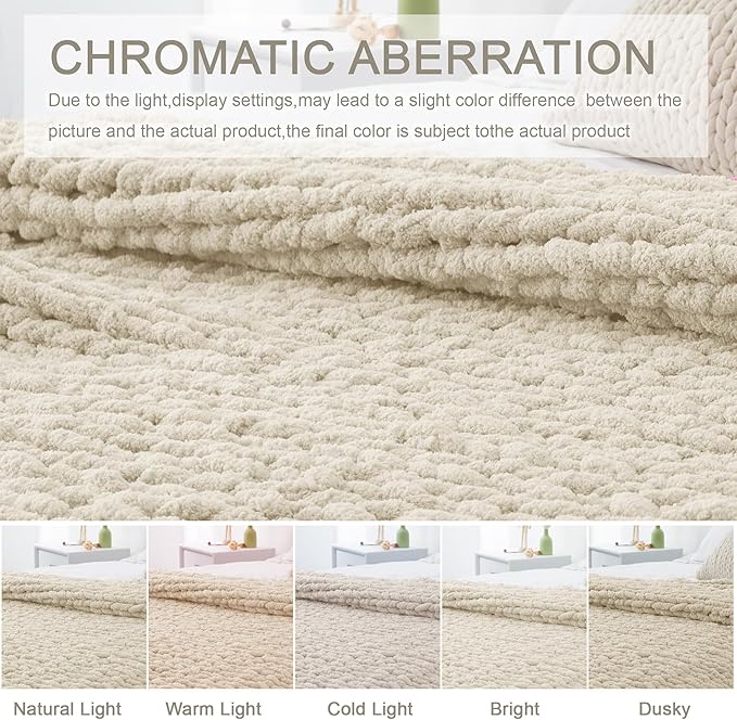 Chunky Knit Throw Blanket 50"X 60", 100% Handmade - Image 6