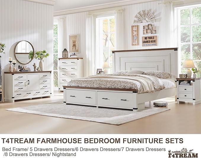T4TREAM Farmhouse Queen Size Bed Frame - Image 3