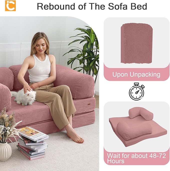COMAX Folding Sofa Bed Queen, 4-in-1 Convertible Foldable Floor Couch Futon Sofa - Image 9