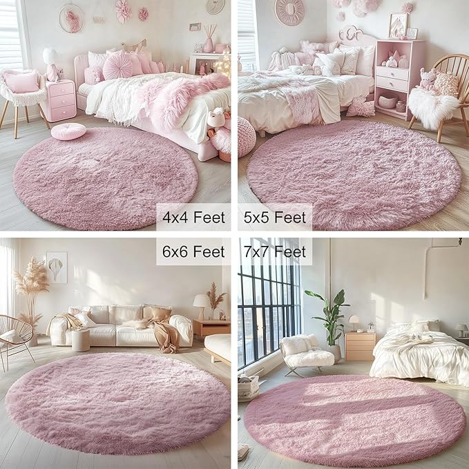 OLANLY Blush Round Rugs for Bedroom - Image 8