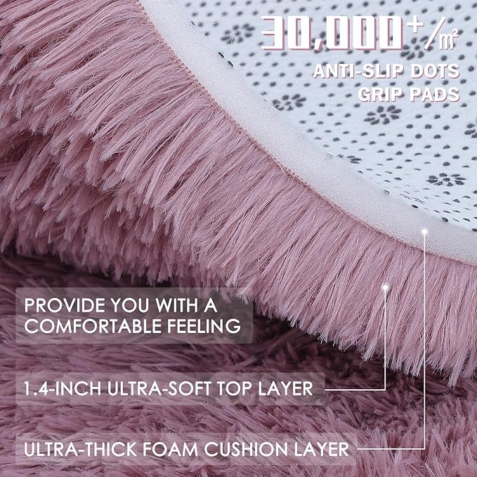 OLANLY Blush Round Rugs for Bedroom - Image 6