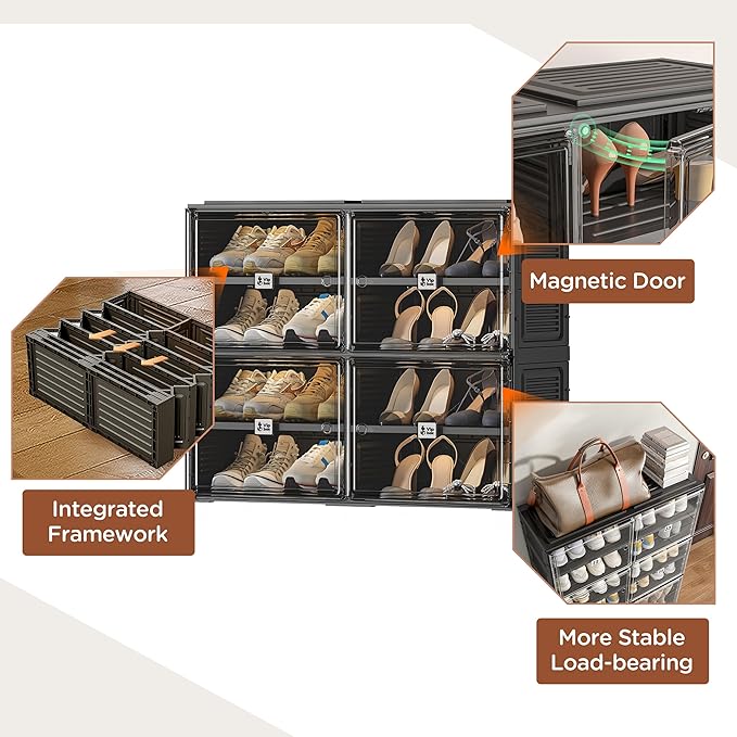 Black Shoe Rack Organizer Cabinet - Image 5