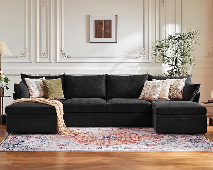 ABCASA 134.6" Oversized Modular Sectional Sofa, 6 Seater U Shaped Couch by ABCASA